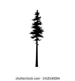 pine tree silhouette vector icon isolated on white background