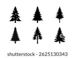 Pine Tree Silhouette Vector Illustrations Set-3