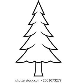 Pine Tree Silhouette Vector. Line Art Logo Design