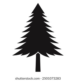 Pine Tree Silhouette Vector. Line Art Logo Design