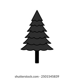 Pine Tree Silhouette Vector. Line Art Logo Design