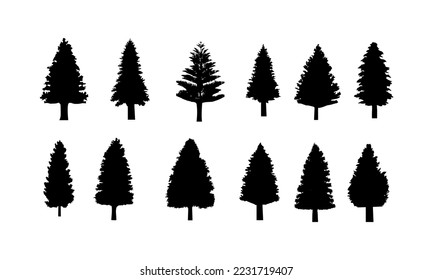 Pine Tree Silhouette tree vector set svg