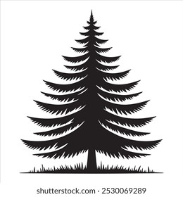pine tree silhouette white backround 
