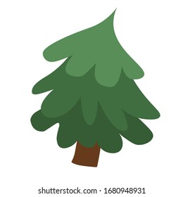 pine tree, simple flat cartoon illustration