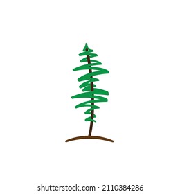 Pine tree simple icon drawing. Tree icon. For nature designs.