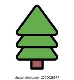 Pine Tree Simple Line Icon Symbol