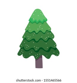 pine tree snow celebration merry christmas vector illustration