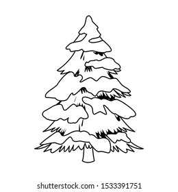 pine tree with snow icon over white background, vector illustration