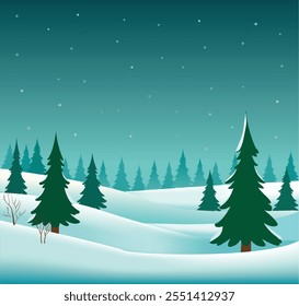 pinheiro e neve paisagem ilustração 