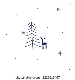 Pine Tree In Snow Vibes for Christmas Tree With Deer