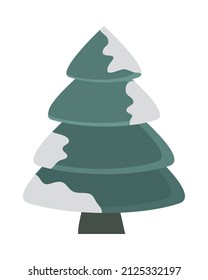 pino con icono de temporada de invierno de nieve plano