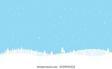 Pine tree and snowflake merry christmas and happy new year concept. winter landscape. cartoon nature. forest and falling snow. illustration with winter. wrapping paper