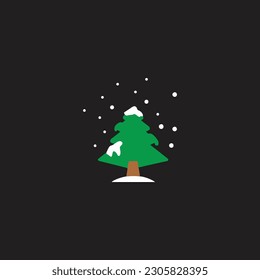 Pine, tree, snowflake season geometric symbol simple logo vector