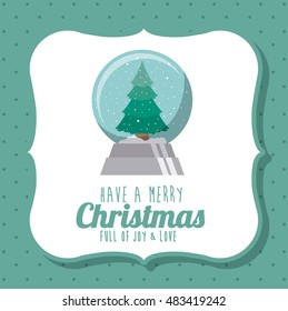 pine tree and sphere icon. Merry Christmas season decoration figure theme. Colorful design. Vector illustration