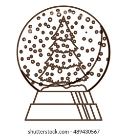 Pine tree and sphere icon. Merry Christmas season and decoration theme. Isolated design. Vector illustration