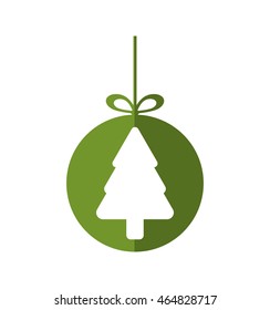 pine tree sphere merry christmas celebration icon. Isolated and flat illustration. Vector graphic