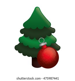 pine tree sphere merry christmas celebration decoration icon. Flat and Isolated design. Vector illustration