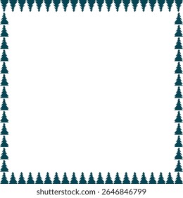 Pine tree square empty frame. Nature template to write text matter. Tree elements on white background