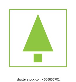 Pine Tree Square Vector Icon Green