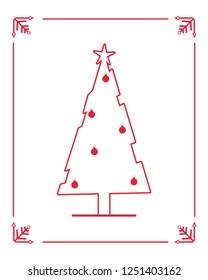 pine tree star ball frame christmas decoration