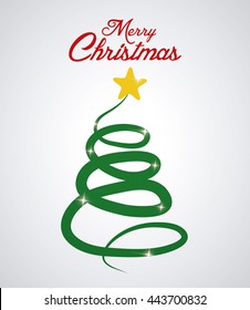 Pine tree and star icon. Merry Christmas design. vector graphic