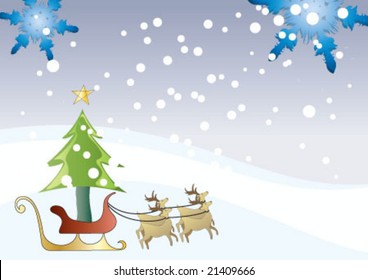 Pine tree with the star on sleigh