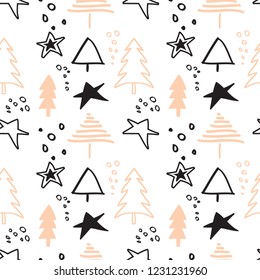 pine tree star polka pattern baby tee illustration art vector 