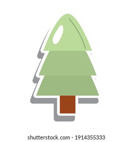 Pine tree sticker design, Nature plant winter season environment natural and ecology theme Vector illustration