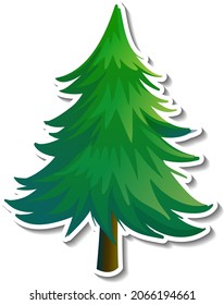 Pine tree sticker on white background illustration
