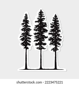 Pine tree sticker on white background illustration