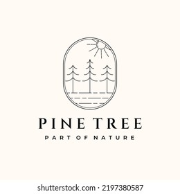 Pine Tree Sun Line Art Logo Stock Vector (Royalty Free) 2197380587 ...