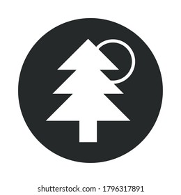 bloque de naturaleza solar del árbol de pino e ilustración vectorial de icono plano