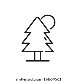 pine tree sun tourism travel thick line vector illustration