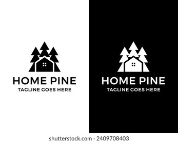 Pine tree symbol home logo icon template 