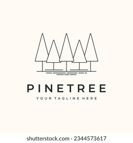 tropische Kiefernbaum-Art minimalistisches Logo, Vektorgrafik-Design, Symbol für Kiefern