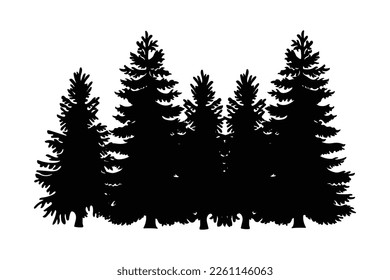 Arte vectorial de árbol de pino. Silueta de árbol siempre verde.