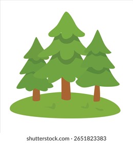 Pine tree vector. Coniferous tree clipart in flat cartoon style isolated on white background. Nature, summer tropical element.