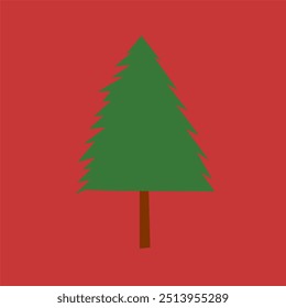 Pine tree vector design with red background