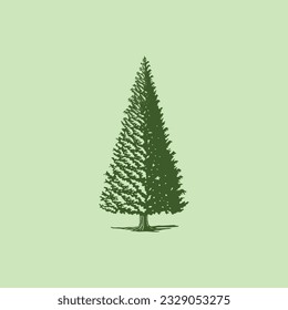 Ilustración De La Mano Del Vector De Árbol Pino