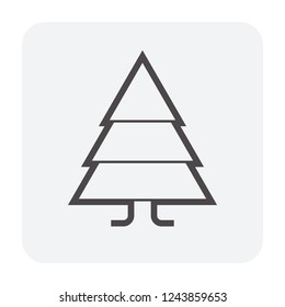 Pine tree vector icon design at side view consist of wood or timber and leaf. Grow plant for fir christmas, woodworking, wood industry and construction material.
