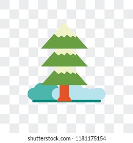 Pine tree vector icon isolated on transparent background, Pine tree logo concept
