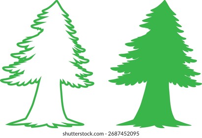 Pine tree vector icon isolated on white background