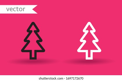 Pine Tree vector icon, symbol. White and black vector desgin. Modern, simple flat vector illustration for web site, mobile app or poster design.