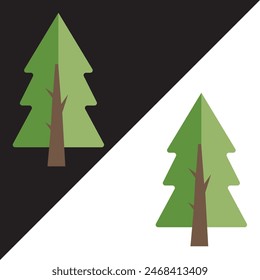 Ilustración vectorial de árbol de pino, icono de Vector de árbol. Árboles de Navidad. Aislado sobre fondo blanco y negro.
