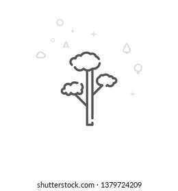 Pine Tree Vector Line Icon. Wild Tree Symbol, Pictogram, Sign. Light Abstract Geometric Background. Editable Stroke. Adjust Line Weight. Design with Pixel Perfection.