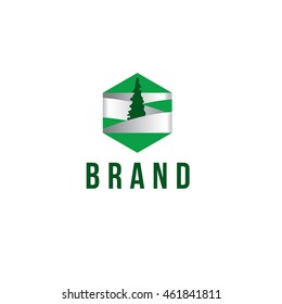 Pine tree vector logo design template