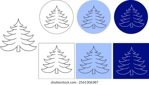 Pine tree vector logo set, icon, silhouette and vector logo. graphic line isolated element. Nature sign and symbol. 

