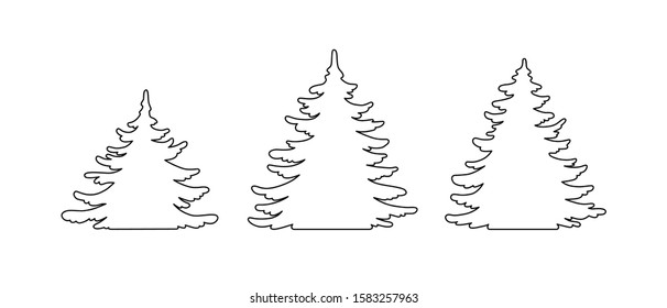 Pine Tree Vector Silhouette Set Hand Stock Vector (Royalty Free) 1583257963