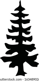 Pine Tree Vector Silhouette Trace