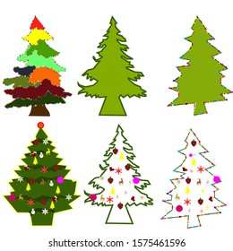 Pine tree vector with snow and light